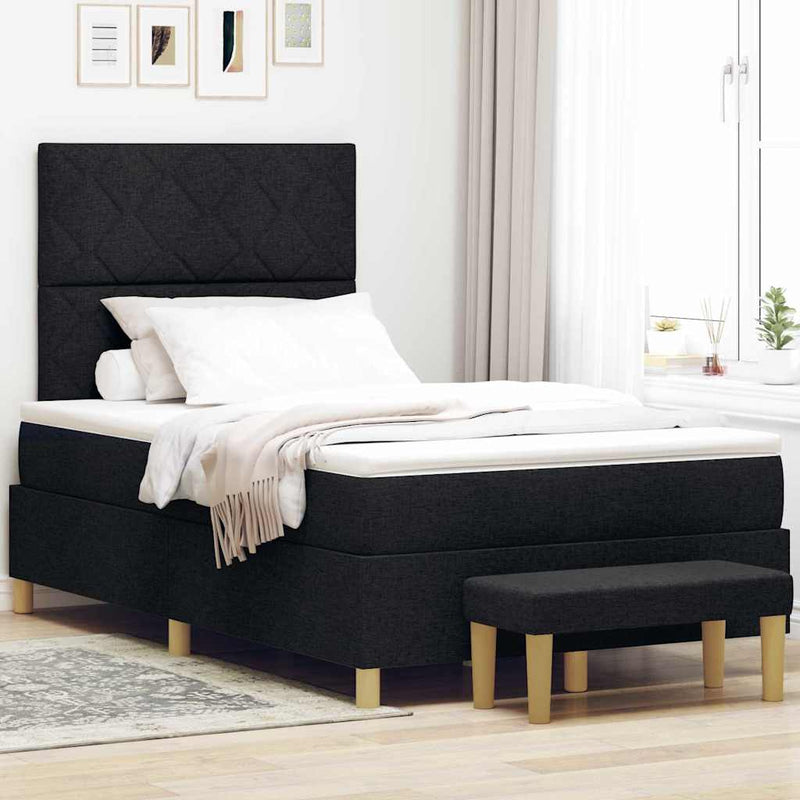 vidaXL Boxrugós ágy matracmal fejtámlával Fekete 120 x 190 cm szövet