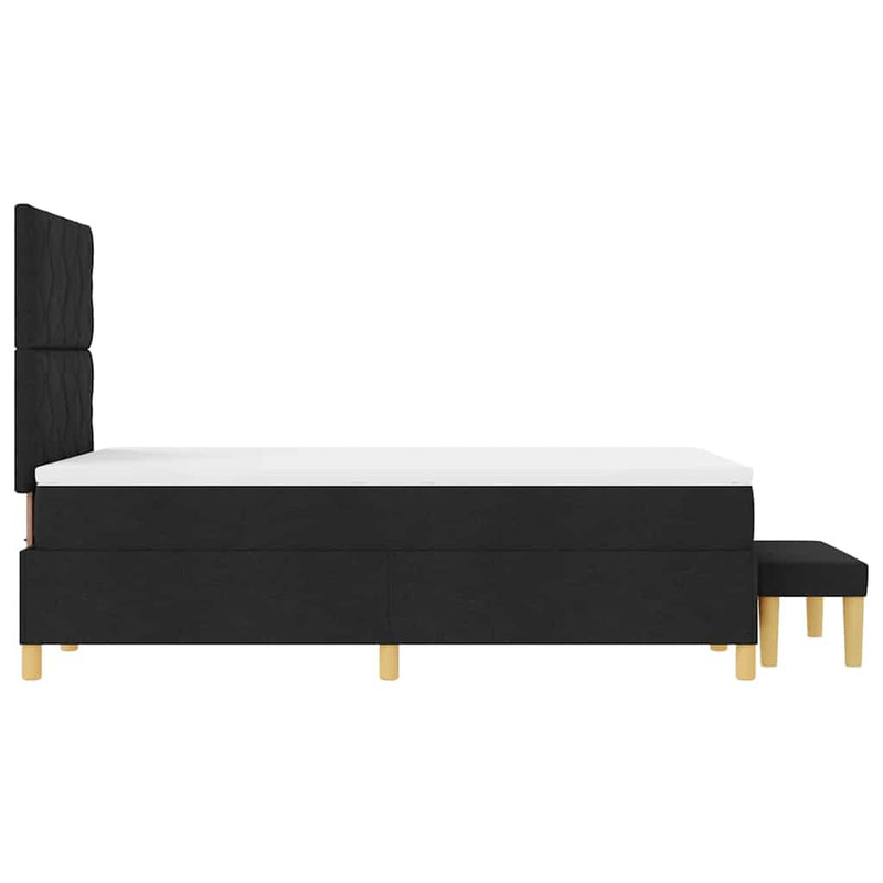 vidaXL Boxrugós ágy matracmal fejtámlával Fekete 120 x 190 cm szövet