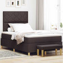 vidaXL Boxrugós ágy fejtámlával sötétbarna 190 x 120 cm szövet