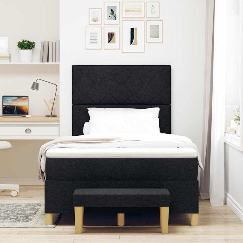 vidaXL Boxrugós ágy matracmal fejtámlával Fekete 120 x 200 cm szövet