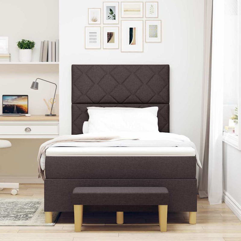 vidaXL Boxrugós ágy matracmal sötétbarna 120 x 200 cm szövet