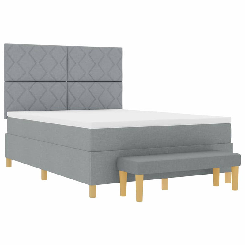 vidaXL Boxrugós ágy matracmal Világosszürke 140 x 190 cm szövet