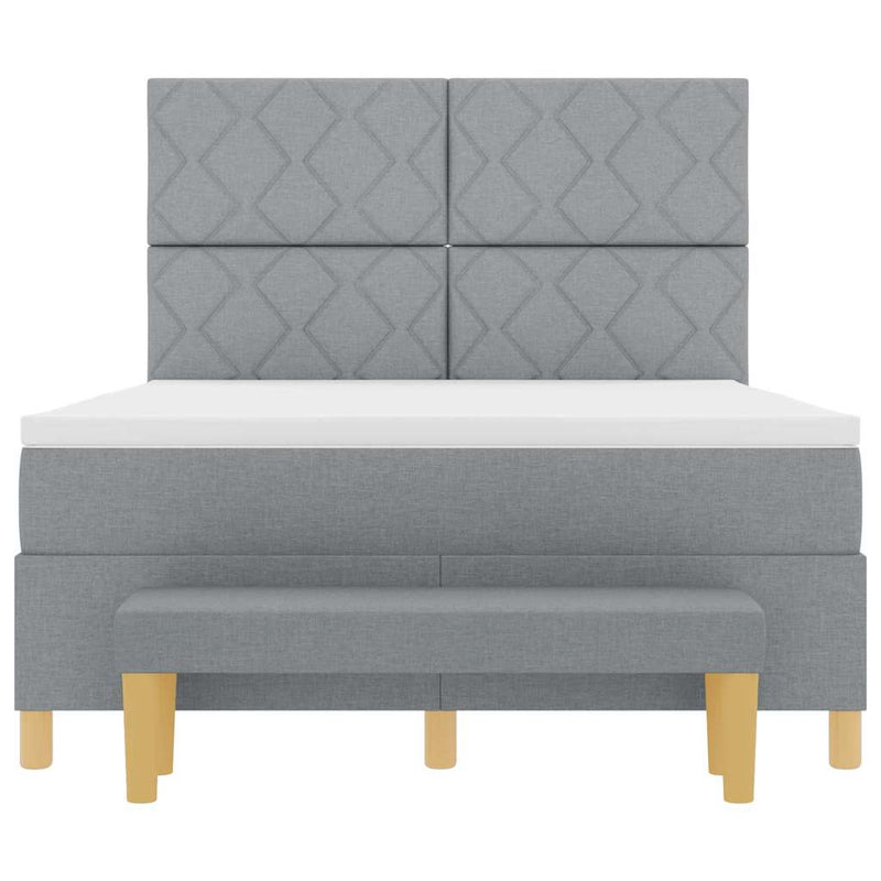 vidaXL Boxrugós ágy matracmal Világosszürke 140 x 190 cm szövet