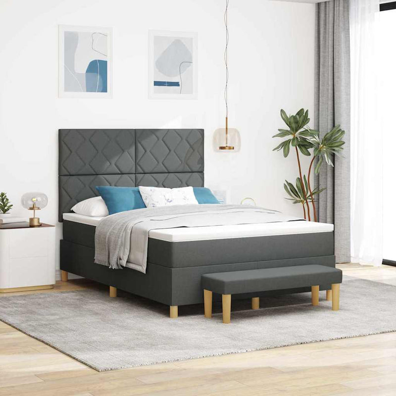 vidaXL Boxrugós ágy matracmal Sötétszürke 140 x 190 cm szövet