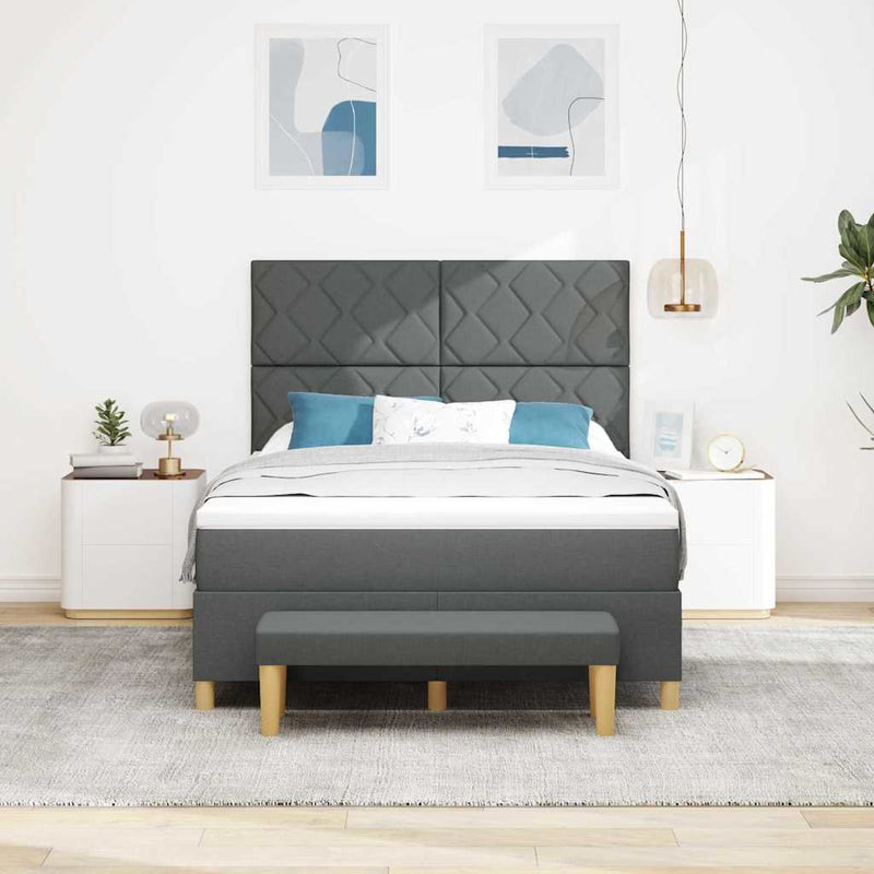 vidaXL Boxrugós ágy matracmal Sötétszürke 140 x 190 cm szövet