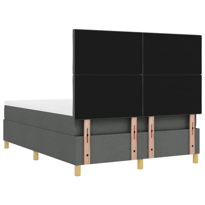 vidaXL Boxrugós ágy matracmal Sötétszürke 140 x 190 cm szövet