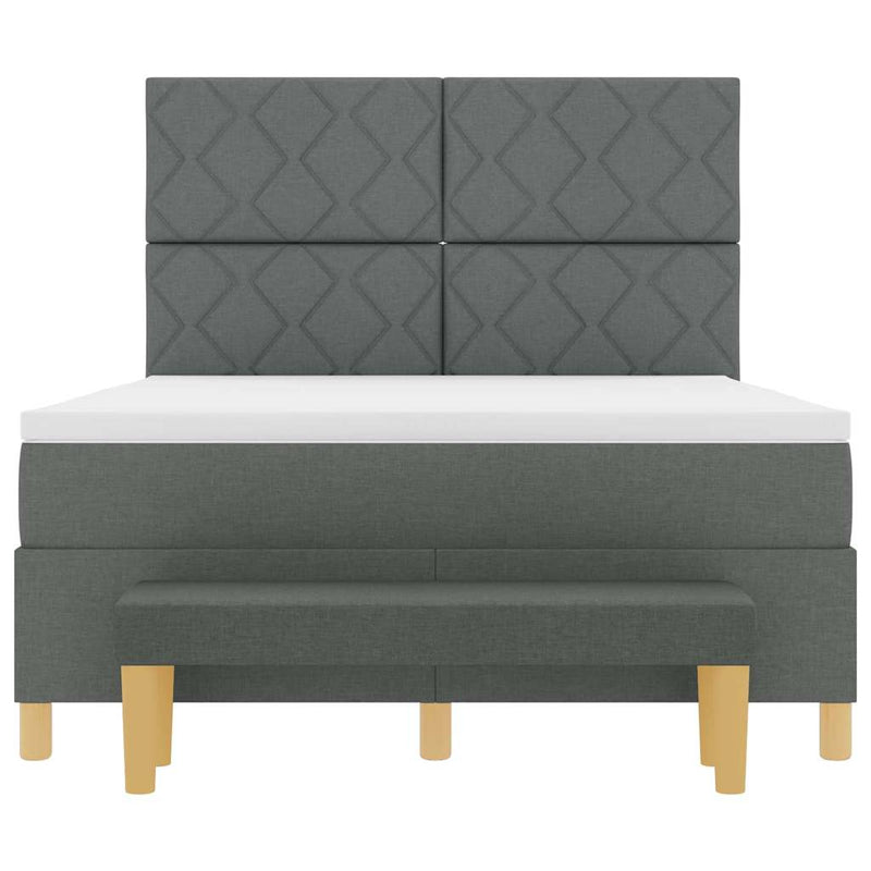 vidaXL Boxrugós ágy matracmal Sötétszürke 140 x 190 cm szövet