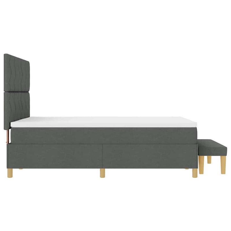 vidaXL Boxrugós ágy matracmal Sötétszürke 140 x 190 cm szövet