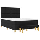 vidaXL Boxrugós ágy párnával fejtámlával Fekete 190 x 140 cm szövet