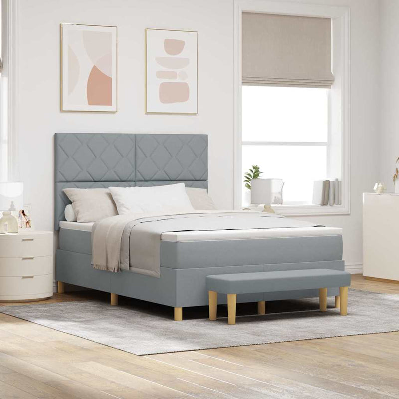 vidaXL Boxrugós ágy matracmal Világosszürke 140 x 200 cm szövet