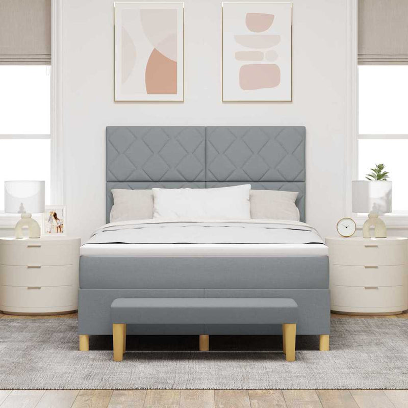 vidaXL Boxrugós ágy matracmal Világosszürke 140 x 200 cm szövet