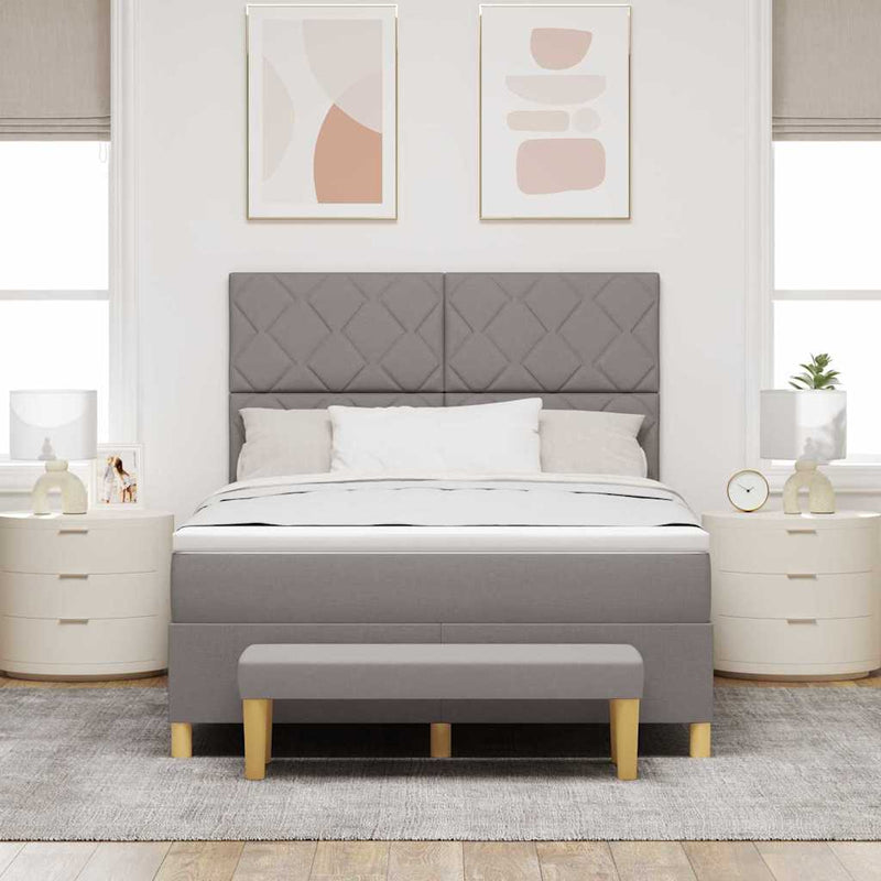 vidaXL Boxrugós ágy matracmal fejtámlával Tópszínű 140 x 200 cm szövet