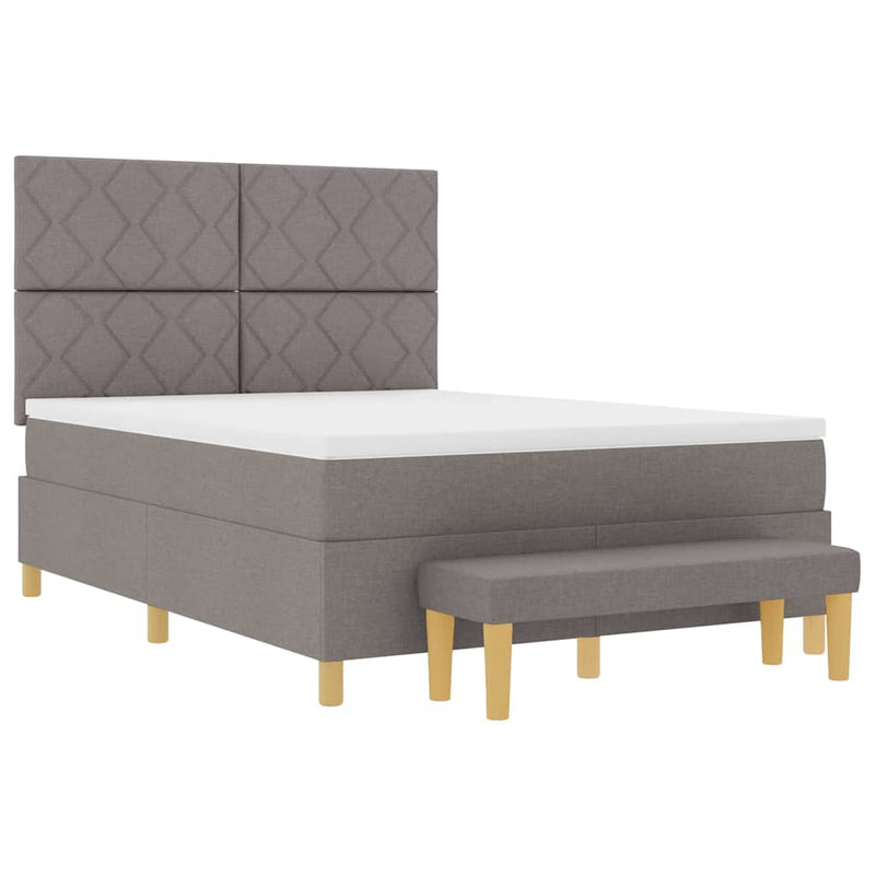 vidaXL Boxrugós ágy matracmal fejtámlával Tópszínű 140 x 200 cm szövet
