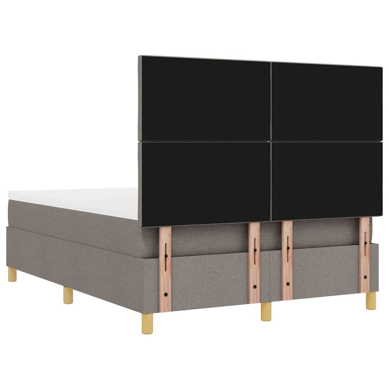 vidaXL Boxrugós ágy matracmal fejtámlával Tópszínű 140 x 200 cm szövet