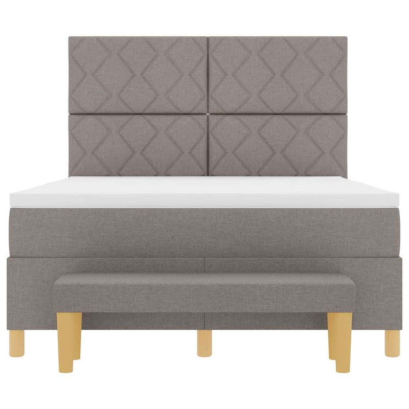 vidaXL Boxrugós ágy matracmal fejtámlával Tópszínű 140 x 200 cm szövet