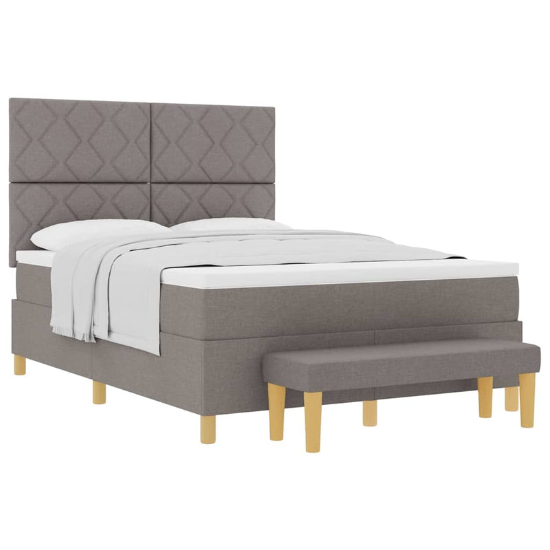 vidaXL Boxrugós ágy matracmal fejtámlával Tópszínű 140 x 200 cm szövet