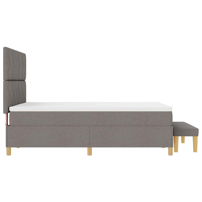 vidaXL Boxrugós ágy matracmal fejtámlával Tópszínű 140 x 200 cm szövet