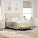 vidaXL Boxrugós ágy párnával fejtámlával Krém 200 x 160 cm szövet