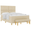 vidaXL Boxrugós ágy párnával fejtámlával Krém 200 x 160 cm szövet