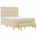 vidaXL Boxrugós ágy párnával fejtámlával Krém 200 x 160 cm szövet