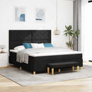 vidaXL Boxrugós ágy fejtámlával Fekete 200 x 180 cm szövet