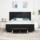 vidaXL Boxrugós ágy fejtámlával Fekete 200 x 180 cm szövet
