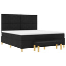vidaXL Boxrugós ágy fejtámlával Fekete 200 x 180 cm szövet