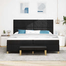 vidaXL Boxrugós ágy matracmal fejtámlával Fekete 200 x 200 cm szövet