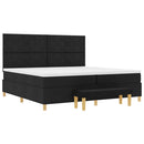 vidaXL Boxrugós ágy matracmal fejtámlával Fekete 200 x 200 cm szövet