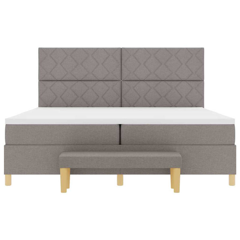 vidaXL Boxrugós ágy matracmal fejtámlával Tópszínű 200 x 200 cm szövet