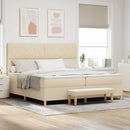vidaXL Boxrugós ágy fejtámlával Krém 200 x 200 cm szövet