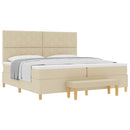 vidaXL Boxrugós ágy fejtámlával Krém 200 x 200 cm szövet