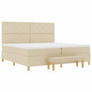 vidaXL Boxrugós ágy fejtámlával Krém 200 x 200 cm szövet