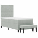 vidaXL Boxrugós ágy párnával Világosszürke 200 x 80 cm Bársony