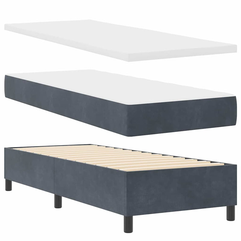 vidaXL Boxrugós ágy matracmal Sötétszürke 80 x 200 cm Bársony