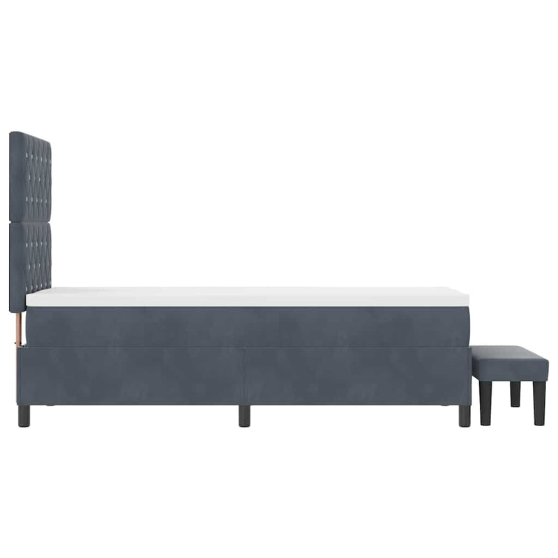 vidaXL Boxrugós ágy matracmal Sötétszürke 80 x 200 cm Bársony