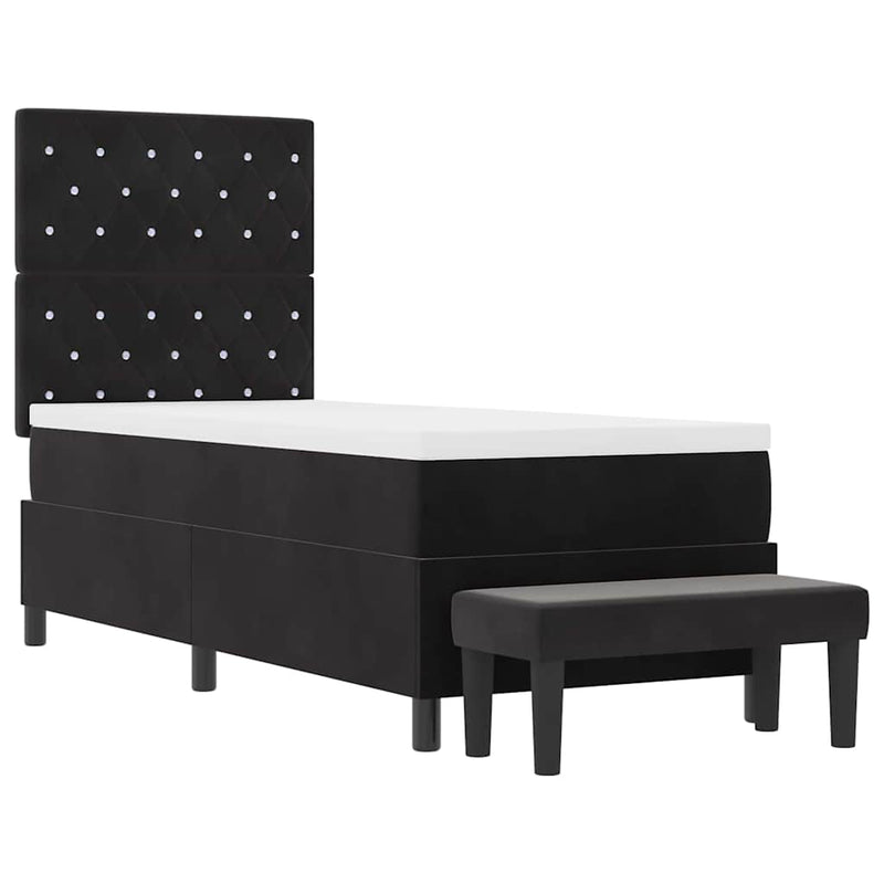 vidaXL Boxrugós ágy matracmal fejtámlával Fekete 80 x 200 cm Bársony