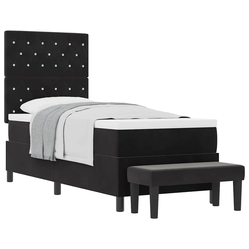 vidaXL Boxrugós ágy matracmal fejtámlával Fekete 80 x 200 cm Bársony