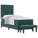 vidaXL Boxrugós ágy párnával fejtámlával Sötétzöld 200 x 80 cm Bársony
