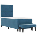 vidaXL Boxrugós ágy párnával fejtámlával Sötétkék 200 x 80 cm Bársony