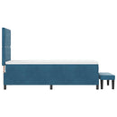 vidaXL Boxrugós ágy párnával fejtámlával Sötétkék 200 x 80 cm Bársony
