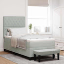 vidaXL Boxrugós ágy fejtámlával Világosszürke 190 x 90 cm Bársony