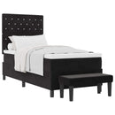 vidaXL Boxrugós ágy fejtámlával Fekete 200 x 90 cm Bársony