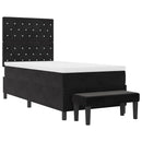 vidaXL Boxrugós ágy fejtámlával Fekete 200 x 90 cm Bársony