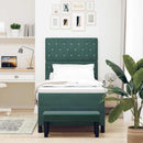 vidaXL Boxrugós ágy fejtámlával Sötétzöld 200 x 90 cm Bársony
