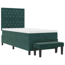 vidaXL Boxrugós ágy fejtámlával Sötétzöld 200 x 90 cm Bársony