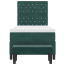 vidaXL Boxrugós ágy fejtámlával Sötétzöld 200 x 90 cm Bársony