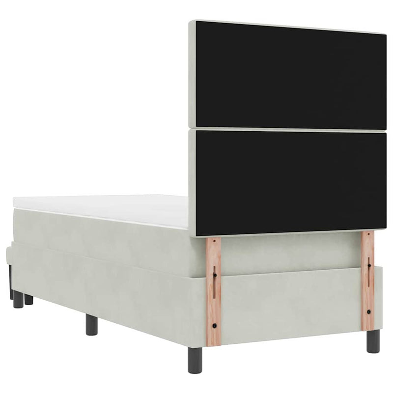 vidaXL Boxrugós ágy matracmal Világosszürke 100 x 200 cm Bársony