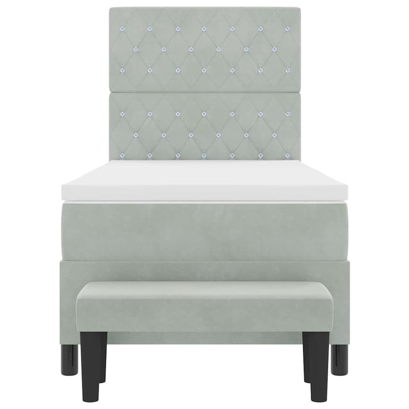 vidaXL Boxrugós ágy matracmal Világosszürke 100 x 200 cm Bársony