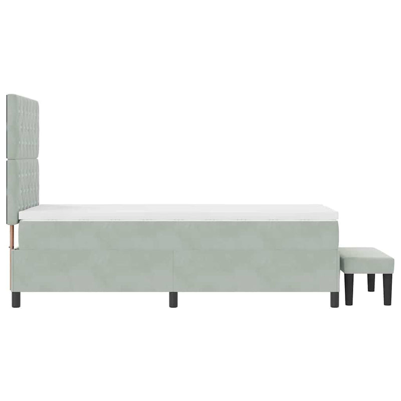 vidaXL Boxrugós ágy matracmal Világosszürke 100 x 200 cm Bársony